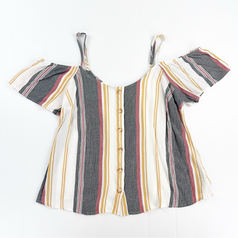 Torrid Rayon Crepe Button Down Short Sleeve Blouse Tank Top